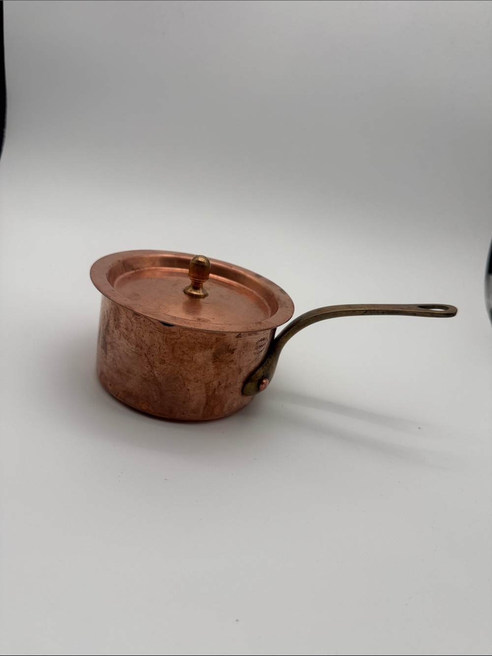Vintage French Copper Saucepan w Lid Brass Handle Henglamor Detroit